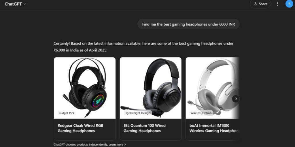 Shopping Assistance Features on Chat GPT