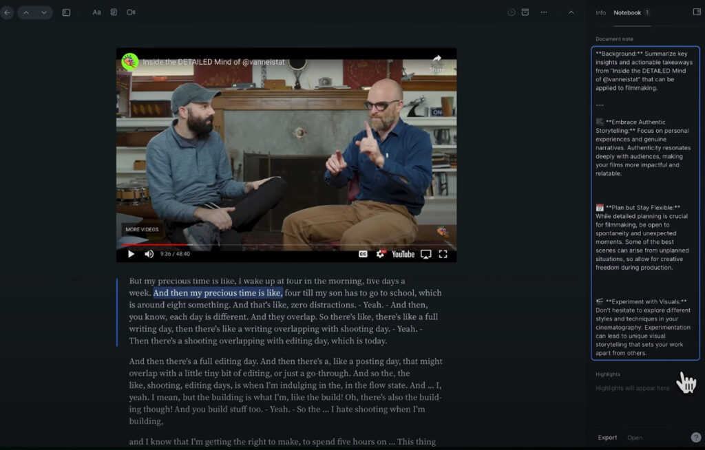 Readwise Reader YouTube Summary