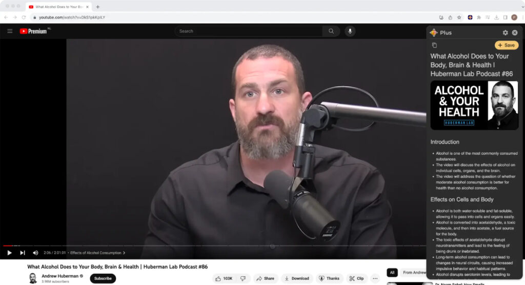 Recall AI tool for YouTube Summary